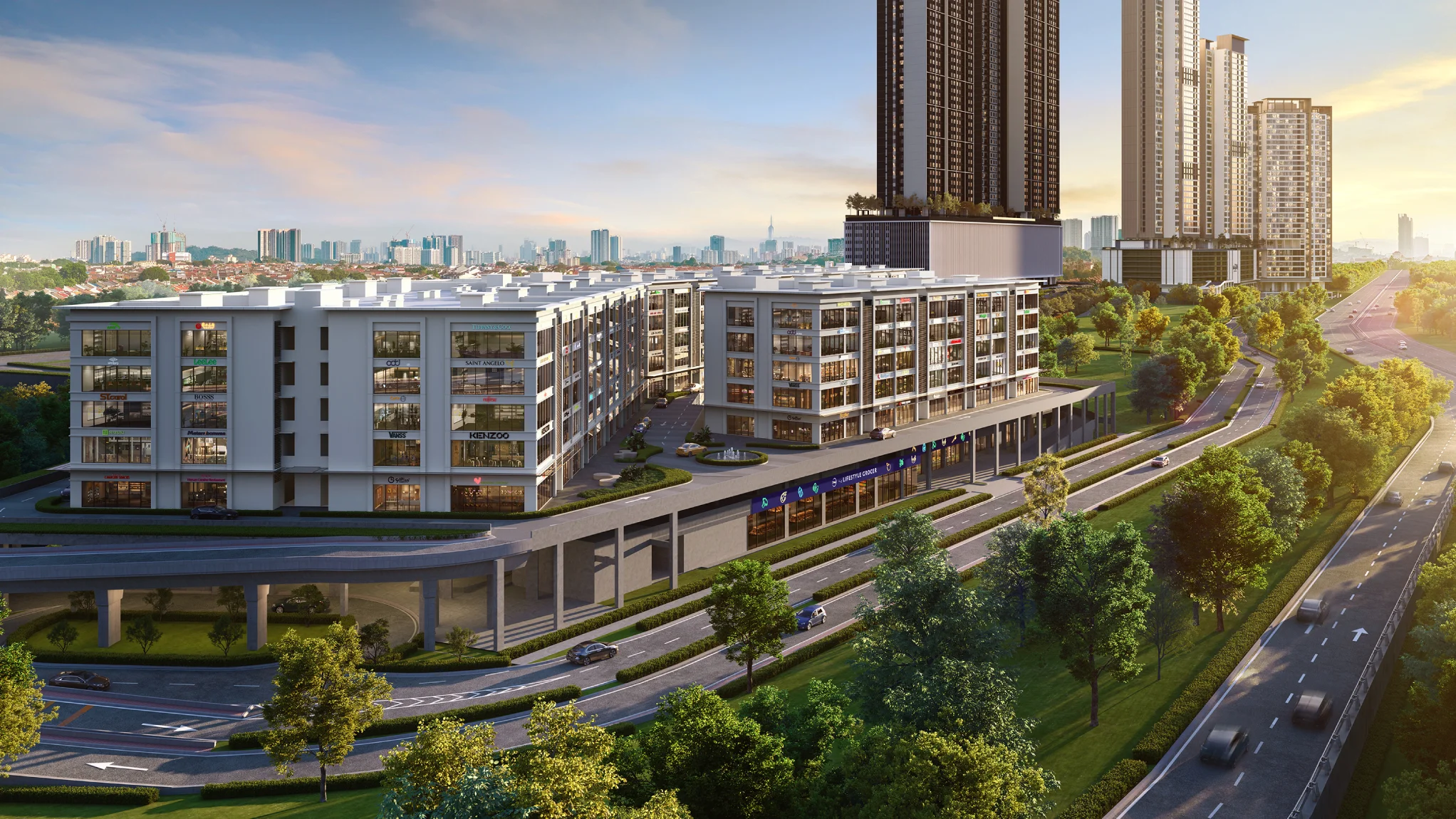 Artist's impression of VOUG 5-storey shoppes beside the Central Park at WCity OUG, Kuala Lumpur
