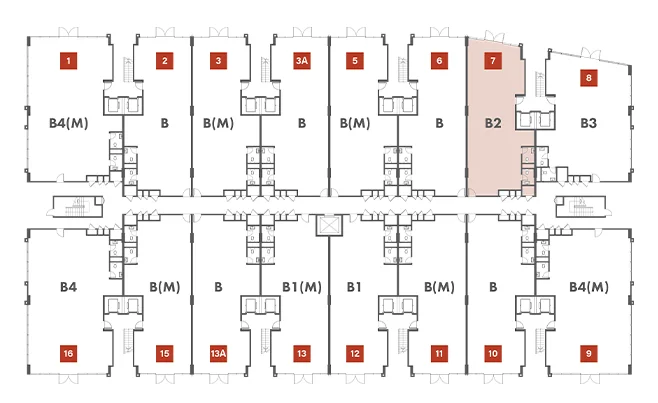 Block C key plan highlighting Type B2 units