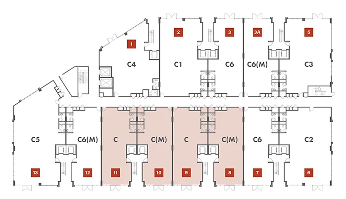Block D key plan highlighting Type C / C(M) units