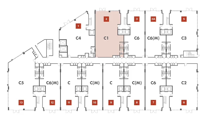 Block D key plan highlighting Type C1 units
