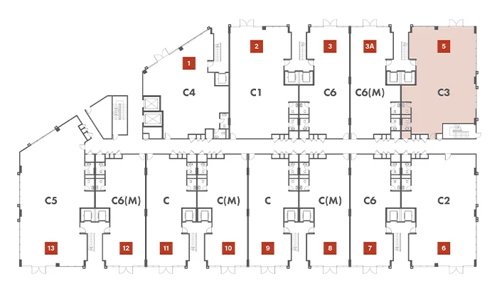 Block D key plan highlighting Type C3 units