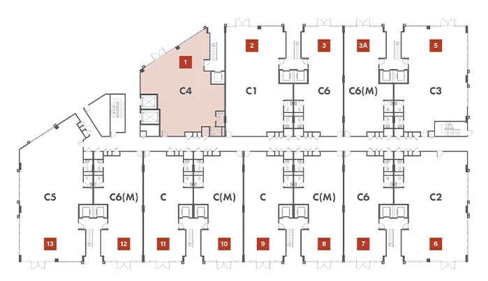 Block D key plan highlighting Type C4 units