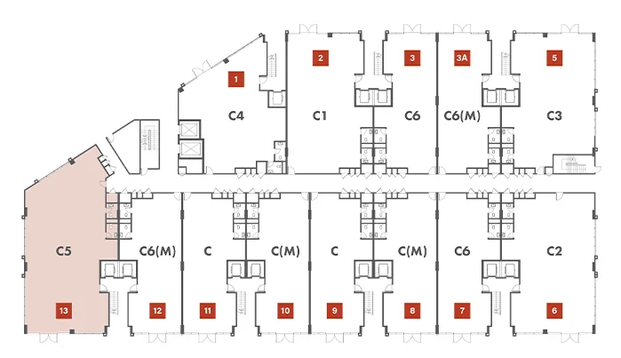 Block D key plan highlighting Type C5 units