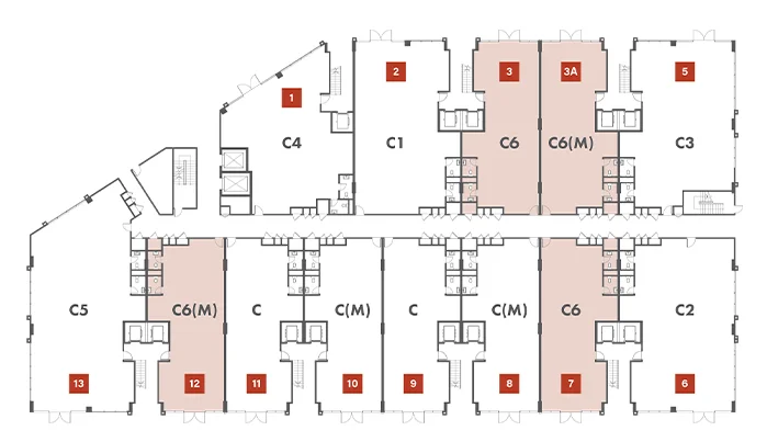 Block D key plan highlighting Type C6 / C6(M) units