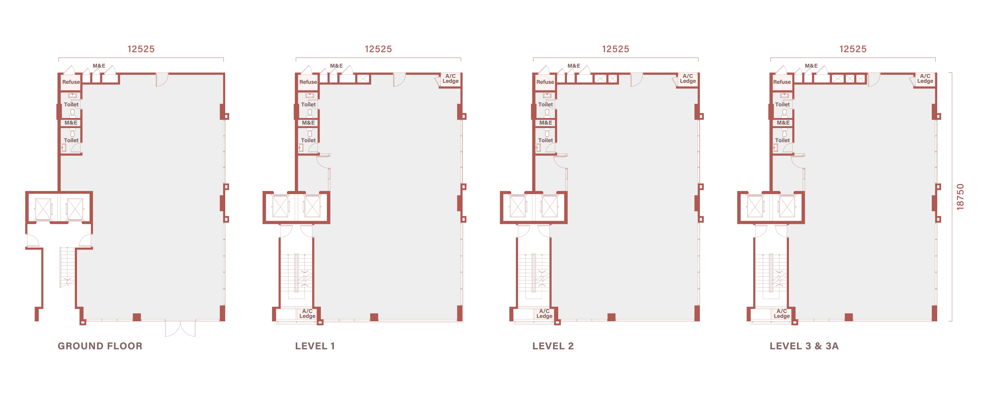 Floor plan of Type C2, 41 by 61 feet, 11,697 sq ft
