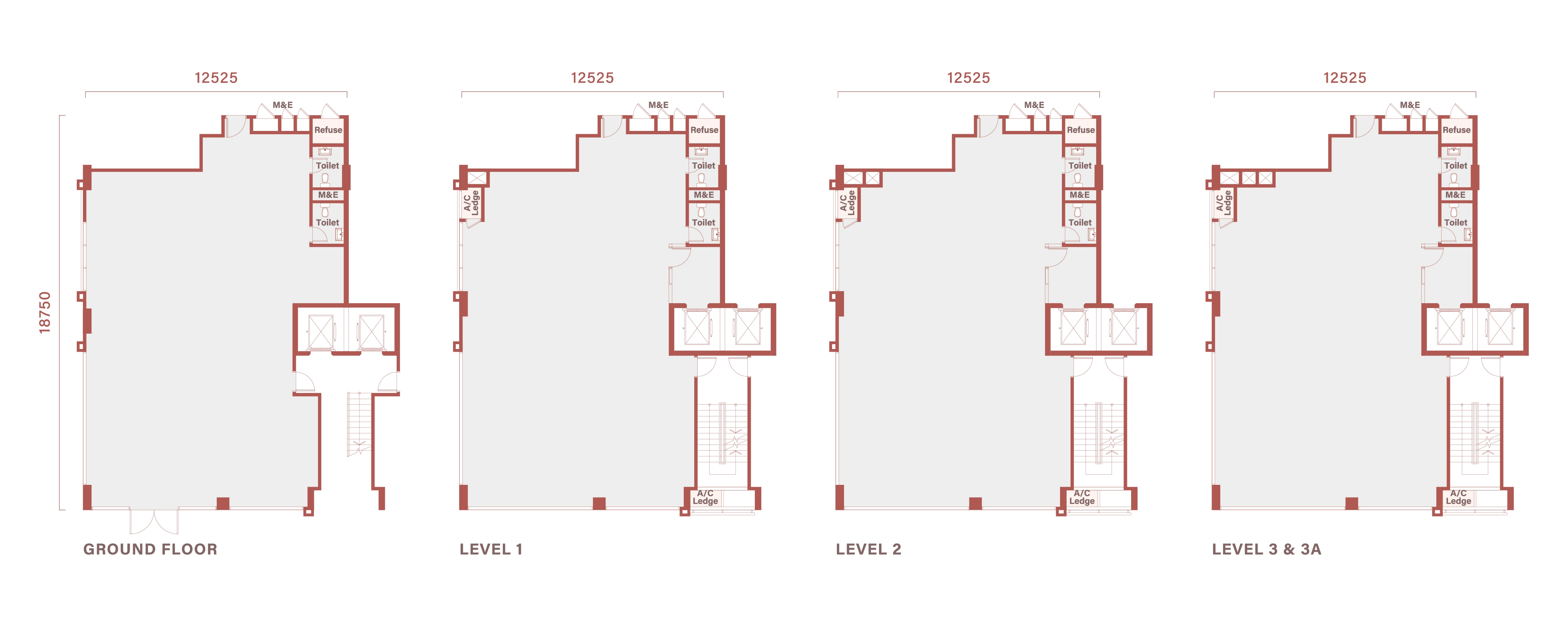 Floor plan of Type C3, 41 by 61 feet, 10,875 sq ft